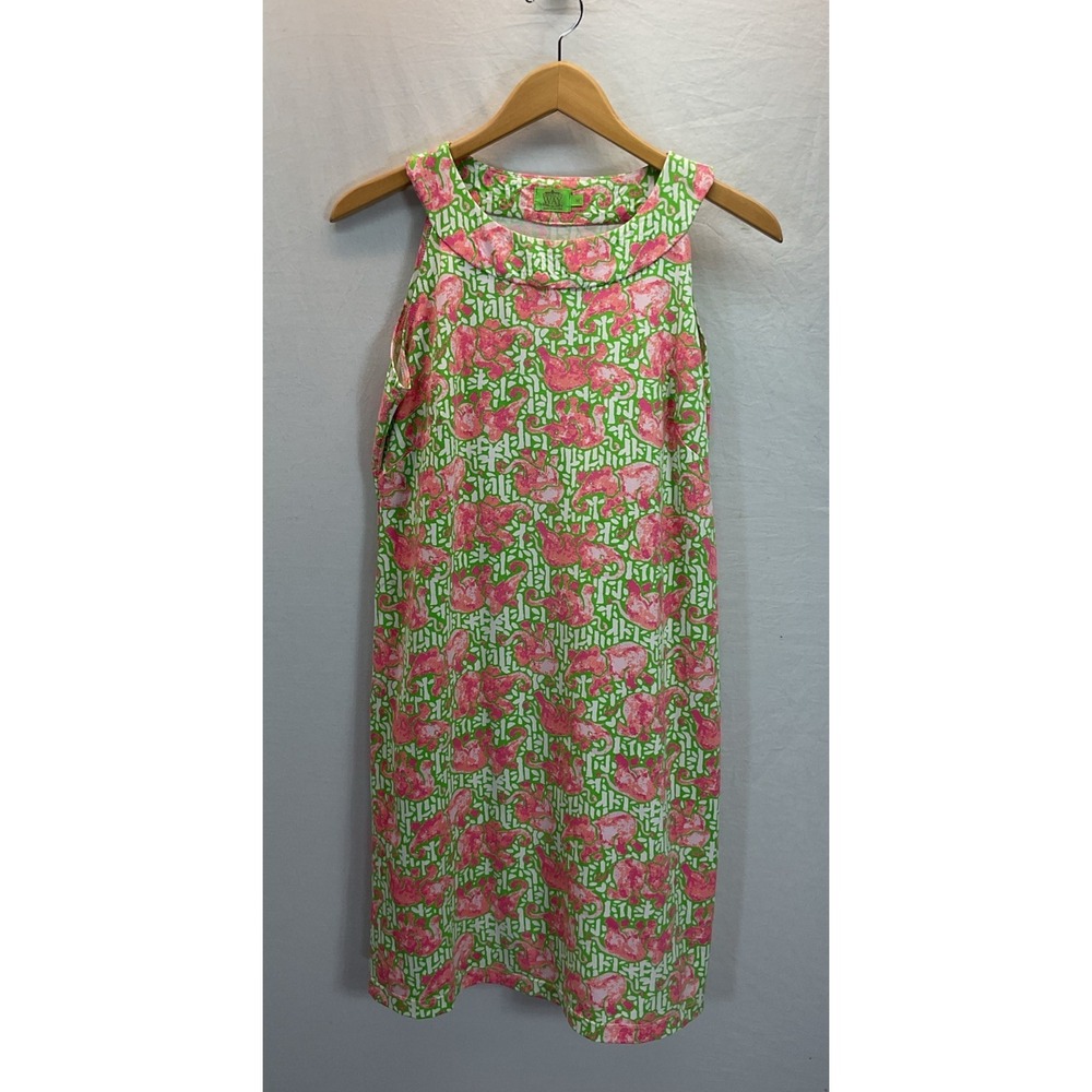 Katherine Way Dress Size‎ M Womens Pink elephant Print Novelty Sleeveless Bright